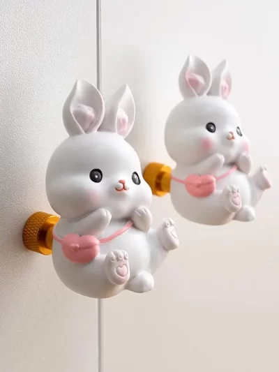 Cute Rabbits Creative Cabinet Handles Decor Wardrobe Pulls for Children's Room Resin Pigs Dresser Drawer Knobs Single Hole 1 PC