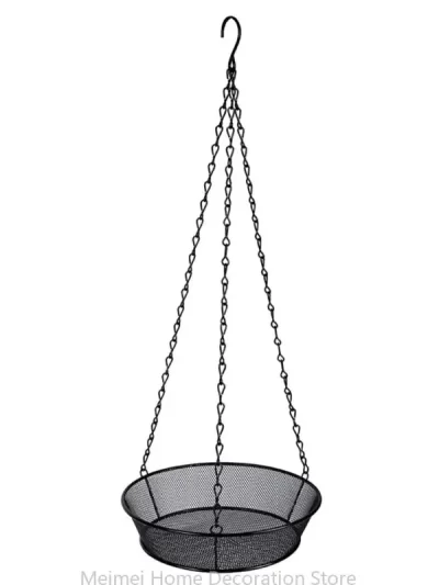 H7BF Hanging Bird Feeder Tray Metal Mesh Seed Dish Feeders Outside Platform Garden Decoration Backyard Attracting Birds