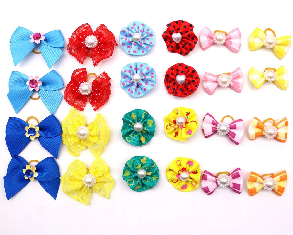 10/20pcs Colorful Small Dog Bows Puppy Hair Bows Decorate Small Dog Hair Rubber Bands Pet Headflower Supplier Dog Accessories - Image 3