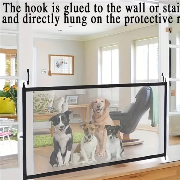 Pet Dog Barrier Fences With 6Pcs Hook Pets Isolated Network Stairs Gate New Folding Breathable Mesh Playpen For Dog Safety Fence - Image 6
