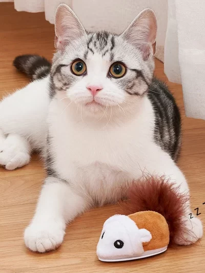 Smart Cat Toy Interactive Running Mouse Cat Teaser Feather Toys Electric Random Moving Simulation Mice Kitten Squeak Plush Toys