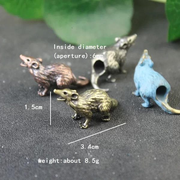 Zodiac Animal Rat Figurines Brass Knife Beads Flashlight Lanyard Pendants Cute Mice EDC Paracord DIY Outdoor Tools Accessories - Image 2