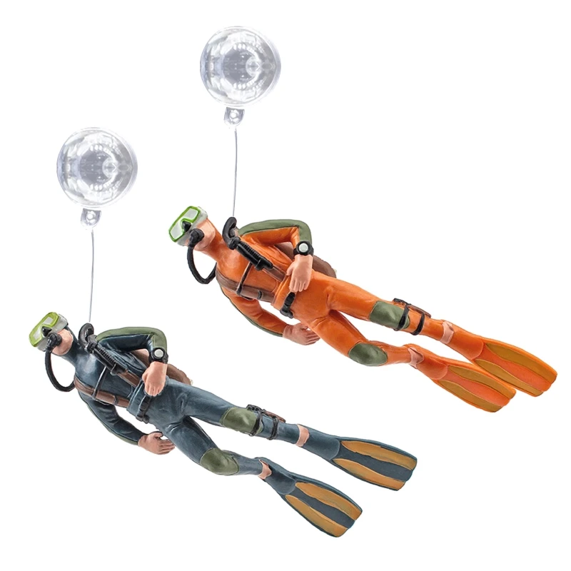 Aquarium Decoration Resin Figurine Diver with Floating Ball Fish for Tank Ornament Betta Fish Landscaping Accessories - Image 2