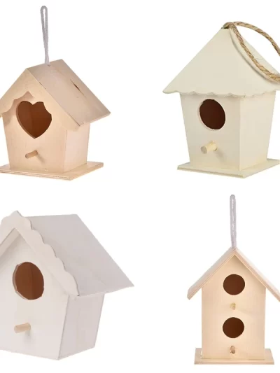 367A Wooden Bird Houses Bluebirds Home Small Bird House for Outside Garden Unfinished Bird Houses to Paint for Bird Watching
