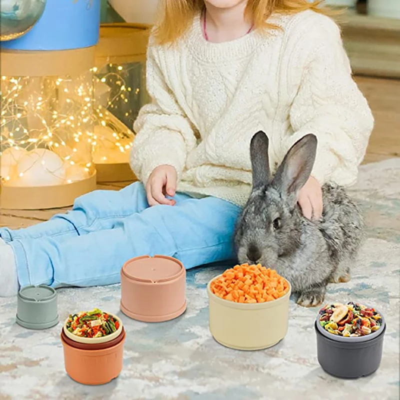 Stacking Cups Toy For Rabbits Multi-Colored Reusable Small Animals Puzzle Toys For Hiding Food Playing Bunny Accessories Pet - Image 2