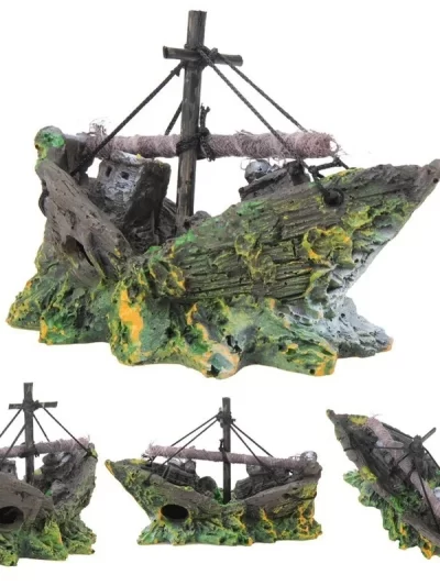 Aquarium Fish Tank Decorations Landscape Pirate Ship Wreck Ship Vintage Resin Design Boat Aquarium Accessories Home Decorations