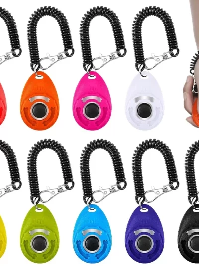 Dog Training Clicker Pet Cat Dog Click Trainer Use for Cat Puppy Birds Horses Aid Adjustable Wrist Strap Sound Key Chain