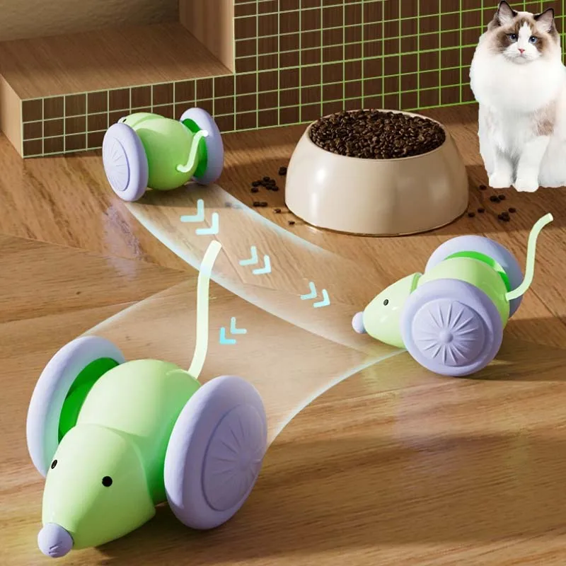 Electric Mouse Car Interactive Cat Toy Rechargeable Automatic Kitten Toy Intelligent Obstacle Avoidance Cat Accessories