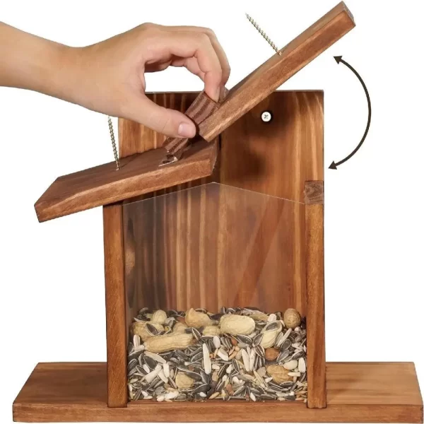 Pet Supplies Wooden Squirrel Feeder Durable Multi-purpose Bird Feeder Hanging Pet Food Dispenser Outdoor - Image 2