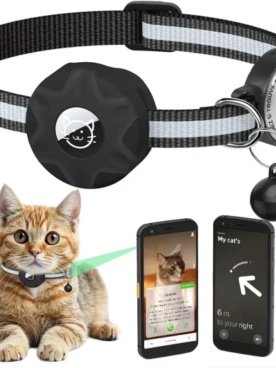 GPS Cat Collar Cats Accessories Cats Airtag Collar with QR ID Pet Tag Reflective Anti-Lost Tracker Air Tag Holder Kitten Collar