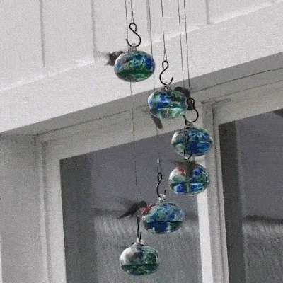 Charming Wind Chimes Hummingbird Feeders Hanging Metal Round Window Bird Feeders Suction Cup Garden Decor Outside Food Container - Image 11