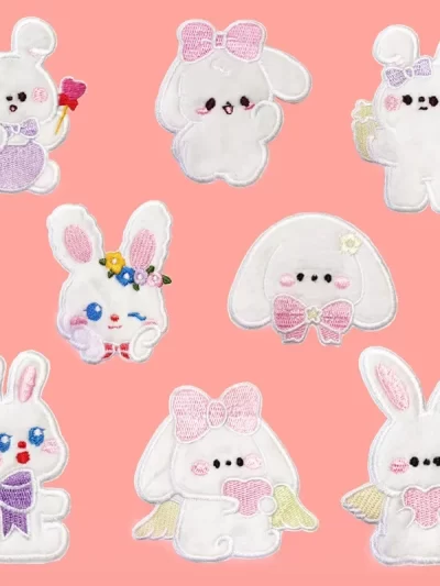 1/8 pCS Cute cartoon rabbit Embroidery Applique DIY Hat Coat Dress Pants Accessories Cloth Sticker