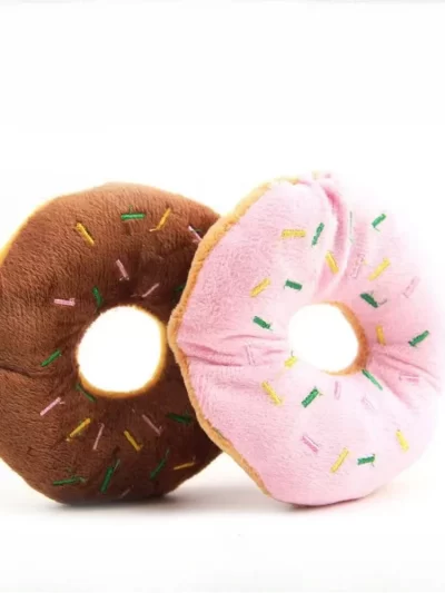 Soft Dog Donuts Plush Pet Dog Toys For Dogs Chew Toy Cute Puppy Squeaker Sound Toys Funny Puppy Small Medium Dog Interactive Toy