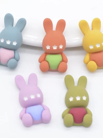 10Pcs/lots Mixed Style Sitting Baby Rabbit Planar Resin Animal Crafts Supplies Women Girls Baby Hair Clip Headwear Accessories