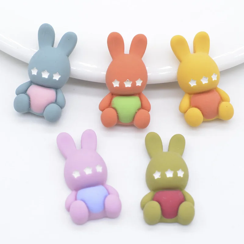 10Pcs/lots Mixed Style Sitting Baby Rabbit Planar Resin Animal Crafts Supplies Women Girls Baby Hair Clip Headwear Accessories