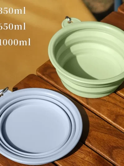 Dog Feeders Folding Silicone Bowl Outdoor Travel Foldable Portable Cat Dog Food Water Container Feeding Tray Bowl Pet Supplies