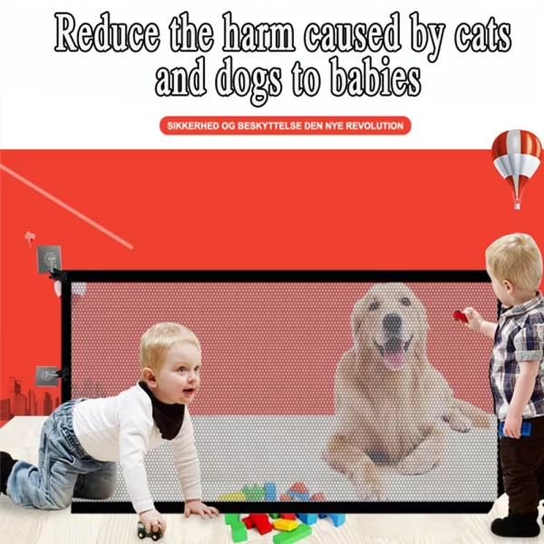 Pet Dog Barrier Fences With 6Pcs Hook Pets Isolated Network Stairs Gate New Folding Breathable Mesh Playpen For Dog Safety Fence - Image 4
