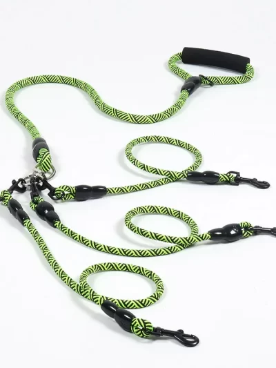 Nylon Weave Three Heads One Drag Three Dog Leash Round Rope Pet Traction Belt Dog Chain Strong Safety Dog Lead Leash Foam Handle