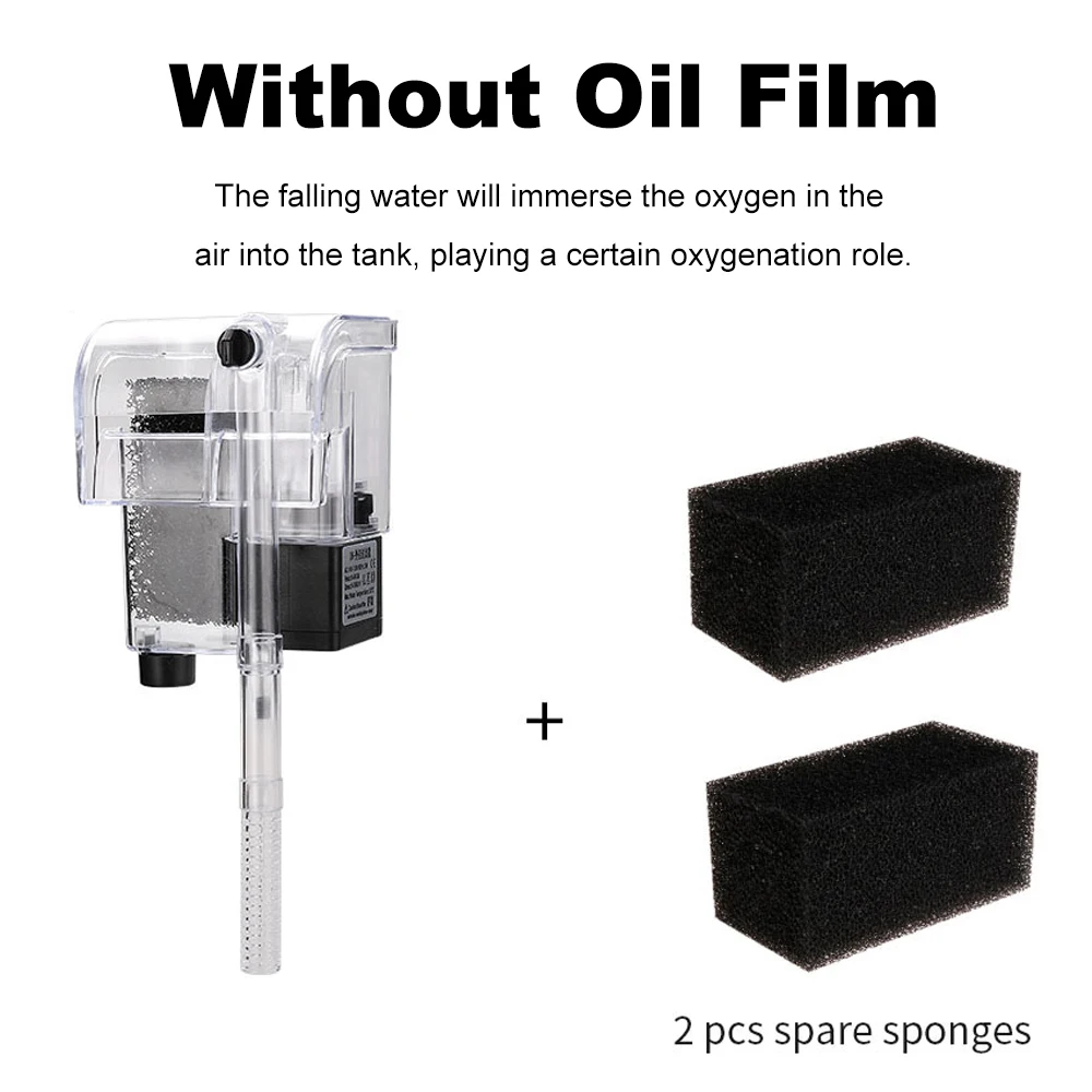 Fish Tank Filter Wall-mounted Waterfall External Filter Fish Tank Oxygen Pump with 2 Filter Cotton for 5~10 Gallon Aquariums - Image 8