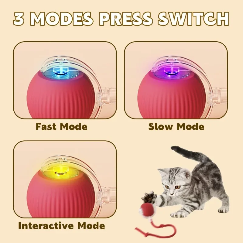Auto Electric Rolling Ball Interactive Toys for Cats/Kitty Pets, Smart Automatic Teaser, USB Rechargeable - Image 3