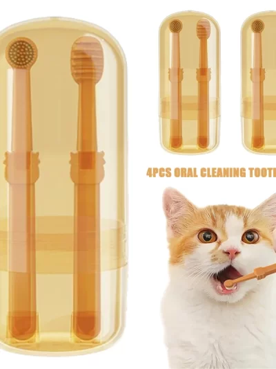 Teeth Whitening Dog Cat Silicone Soft Toothbrush Oral Care Puppy Toothbrush Toothpaste Pet Kit Teeth Cleaning Pet Supplies