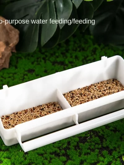 Food Dish Plastic Hanging Bird Feeder Feeding Bowl Cage Cup Water Drinker