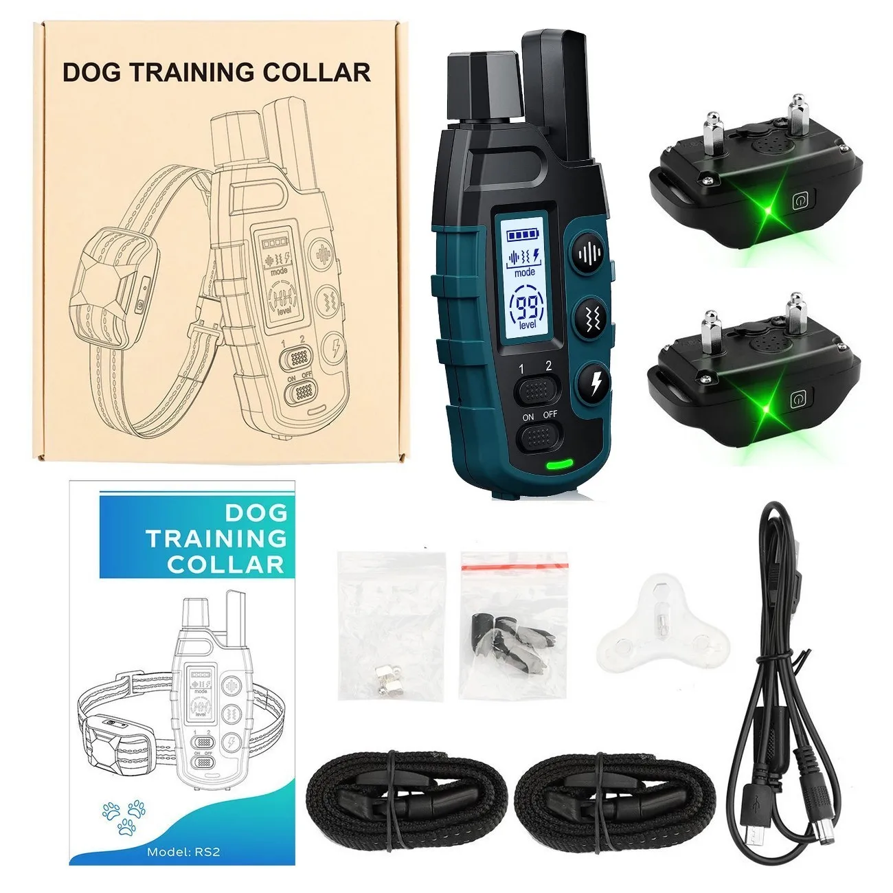 1000M Remote Pet Dog Training Collar IP67 Waterproof Shock Vibration Rechargeable Collar Pet Trainer Anti Bark Stop For 2 Dogs - Image 6