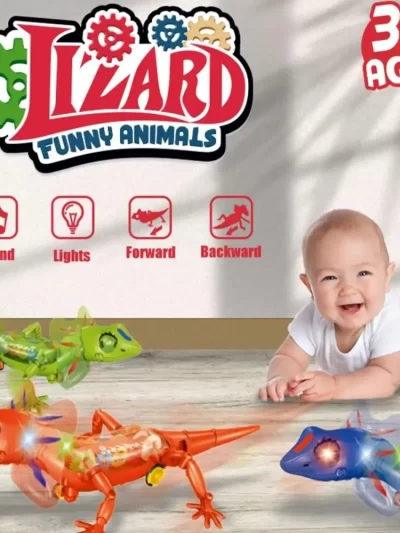 Robotic Model Electronic Pets Lizard Sounds Lights Transparent Lizard Walking Electronic Anime Kawaii
