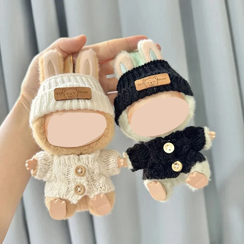 Cute Bunny Doll Accessories with Knitted Clothes Rabbit Ears Hat Heart Sweater for Toy Collectors Clothes - Image 5