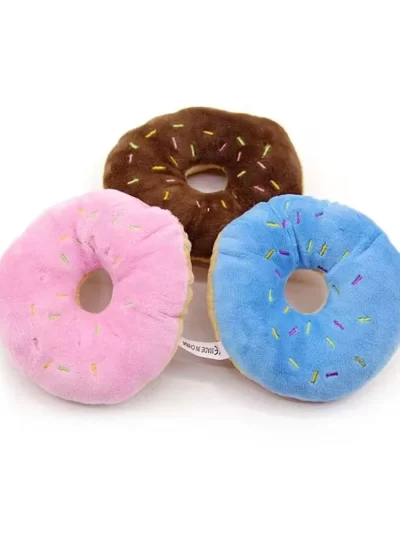 Dog Toy Pet Soft Plush Donuts Chew Toys for Small Medium Interactive Puppy Squeaker Sound Toys Pet Supplies
