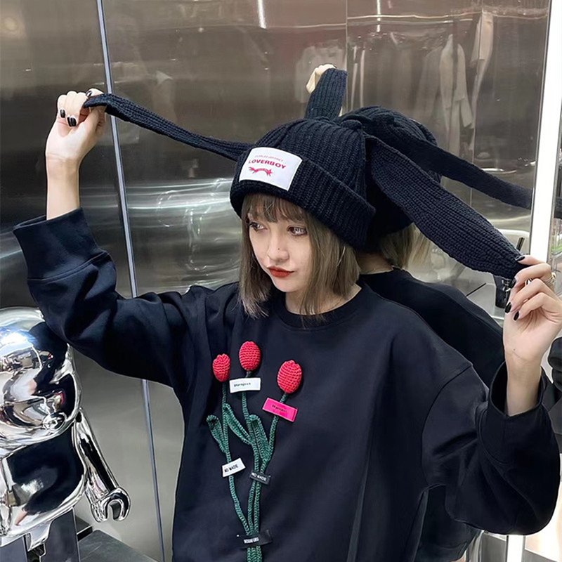 Cute Rabbit Long Ear Hat Knitted Hat Warm Cap Knit Letter Cap Unisex Cap Beanie Long Ear Hat Crochet Knitted Bunny Hat - Image 18