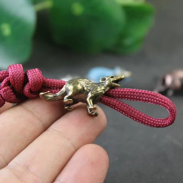 Zodiac Animal Rat Figurines Brass Knife Beads Flashlight Lanyard Pendants Cute Mice EDC Paracord DIY Outdoor Tools Accessories - Image 4