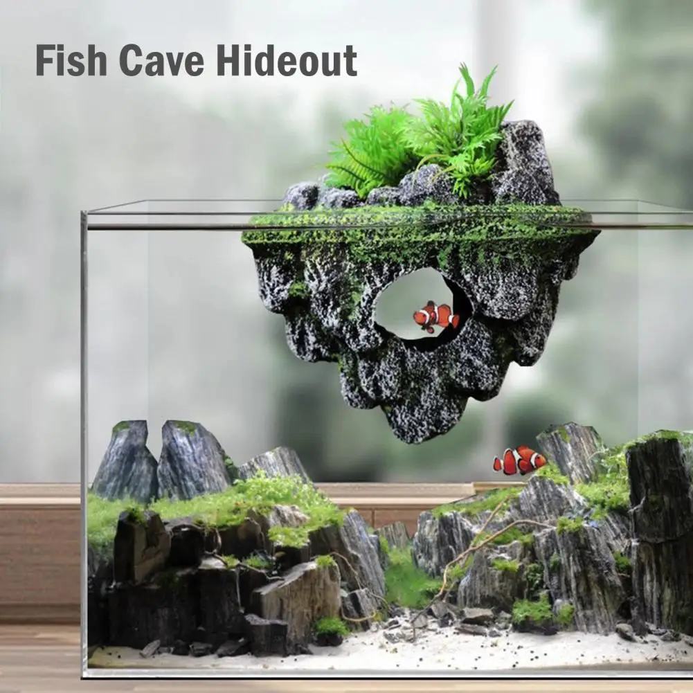 Fish Tank Artificial Stone Decoration Miniature Aquarium Float Moss Rock Landscaping Betta Cave Hideout Shelter Fish Tank Decor - Image 2