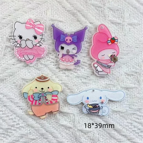 10 PCS New Kawaii Cartoon Animal Rabbits, puppies Series Acrylic Flat DIY Jewelry Children Gift Hairpin Accessories - Image 3