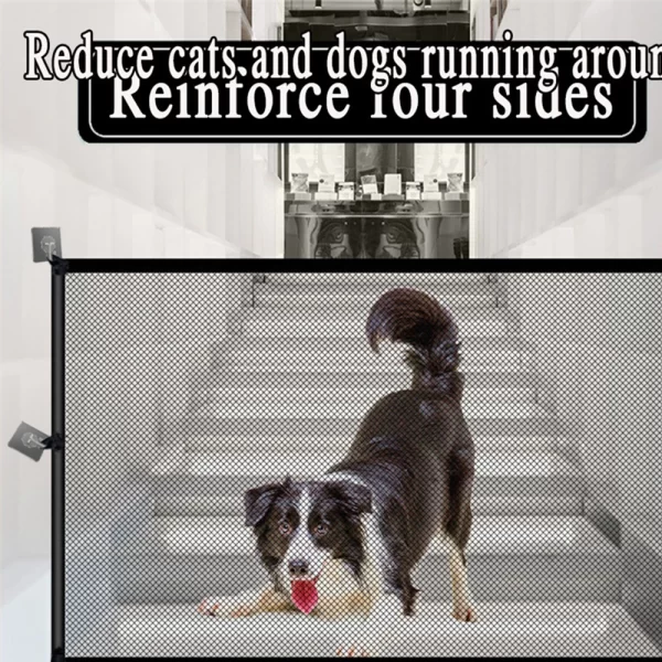Pet Dog Barrier Fences With 6Pcs Hook Pets Isolated Network Stairs Gate New Folding Breathable Mesh Playpen For Dog Safety Fence - Image 7