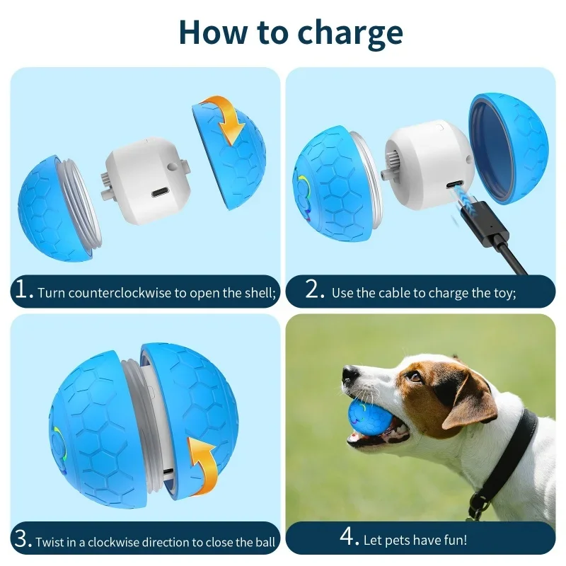 Electric Pet Smart Rolling Ball Dog Toy USB Charging Bite-resistant Cat Dog Toy 2 Modes Switching Training Ball Interactive Toys - Image 5