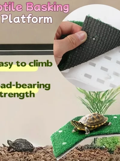 Reptile Basking Platform - Realistic Turtle Climbing Island with Drying Ramp for Aquarium & Fish Tank Decoration