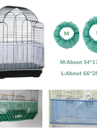 Easy Cleaning Bird Cage Covers Free shipping Mesh Seed Catcher Guard Bird Cage Net Shell Skirt Dust-proof Mesh Parrot Cage Cover