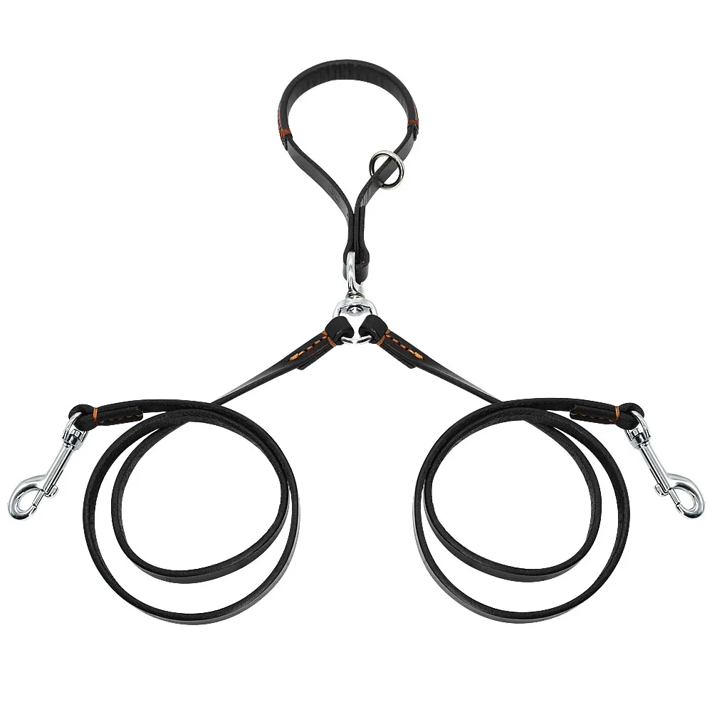 2 Ways Dog Leash Double Two Pet Leather Leads NoTangle Coupler With Handle for Walking and Training 2 Small Medium Dogs - Image 7