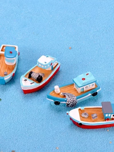 Boat Yacht Mediterranean Sea Model Figurine Aquarium Ornament Craft Decor Miniature Home Fairy Garden Decoration DIY Accessories