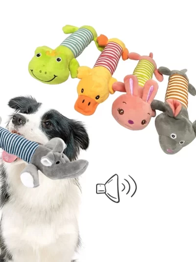 Cute Plush Squeak Cat Dog Toys Chewing Stuffed Toys for Small Breeds Dogs Pet Molar Soft Fleece Toy Suitable for French Bulldog