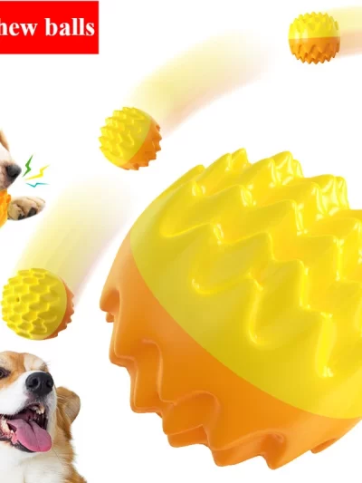 Pet Toy Ball Chewing, Teeth Grinding, Teeth Cleaning, Bite-Resistant Cat Toy, Chewing And Sounding Elastic Dog Toy Ball