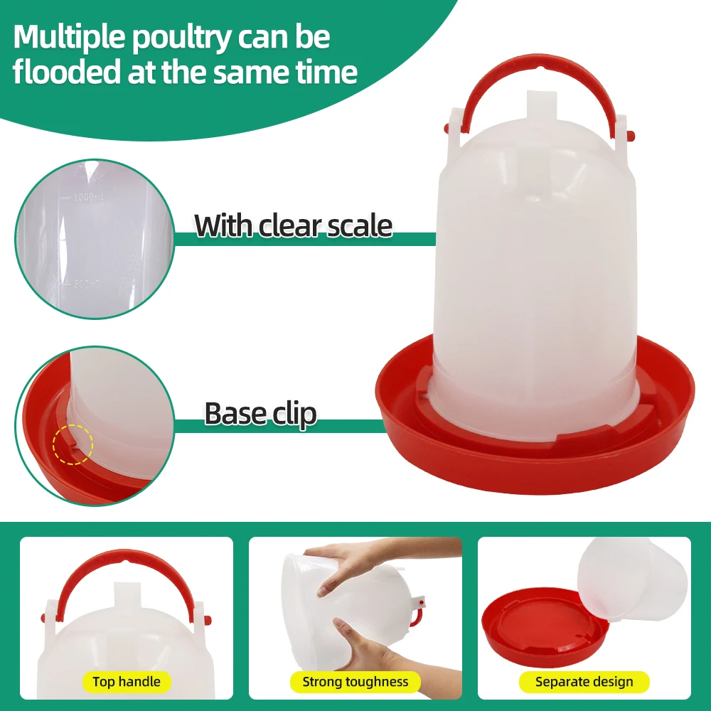 3kg+3L Poultry Feeder And Waterer Water Food Dispenser Automatic Chicken Birds Chick Waterer Feeding Bucket Container Supply - Image 4