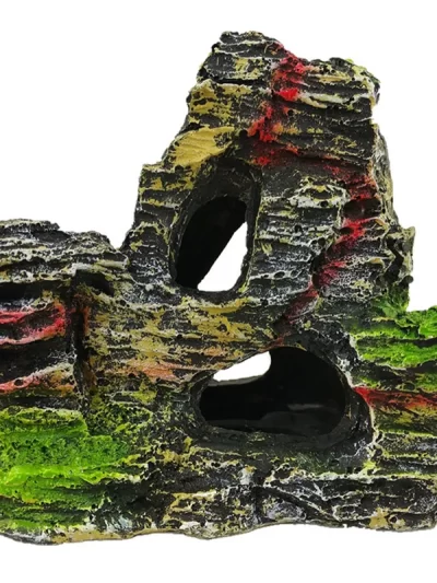 AA81-4Piece Aquarium Decoration Fish Tank Mountain Cave Simulation Resin Aquarium Rock Fish Tank Landscaping Ornamental Resin