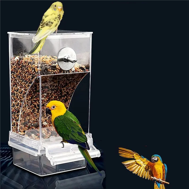 ABKW-6 PCS Bird Feeders Bird Feeding Cage Transparent Parakeet Seed Container Food Feeder - Image 2