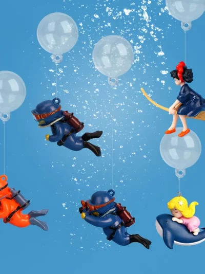 Cartoon Fish Tanks Decor Mini Diver Simulated Floating Mermaid Aquarium Fish Tank Decoration Kiki Pendant Aquarium Accessories