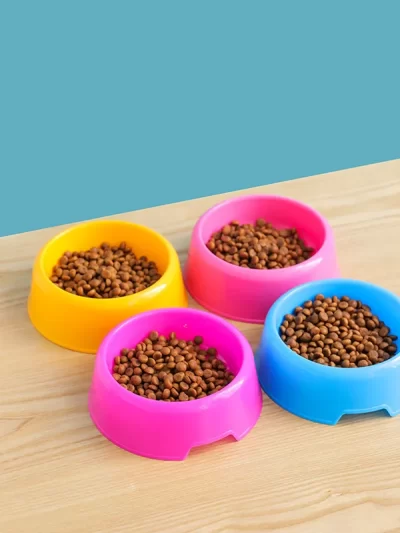 Plastic Dog Bowl Cat Bowl Cute Pet Bowl Food Bowl Round Pet Dog Cat Supplies