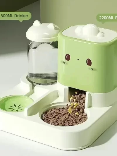 Cute Smiling Cat Automatic Feeder And Water Dispenser Pet Supplies Feeding Organizer Suitable for Cats And Small Dogs