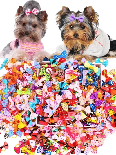 30PCS Dog Bow With Rubber Band Dog Hair Accessories Handmade Movable Puppy Bows For Dogs and Cats Cute Pet Accessories