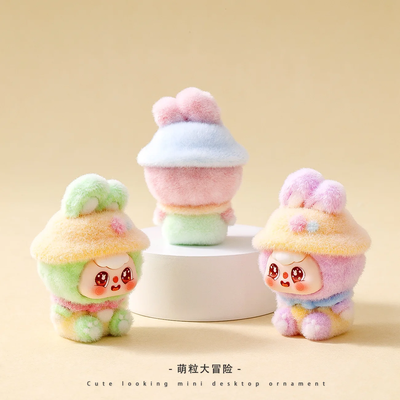 Rabbit Figurine Sitting with Bean Bun Hat Cute Brim Rabbit Doll Mini Desktop Decoration Blind Box Collectible Toy Gift for Kids - Image 4